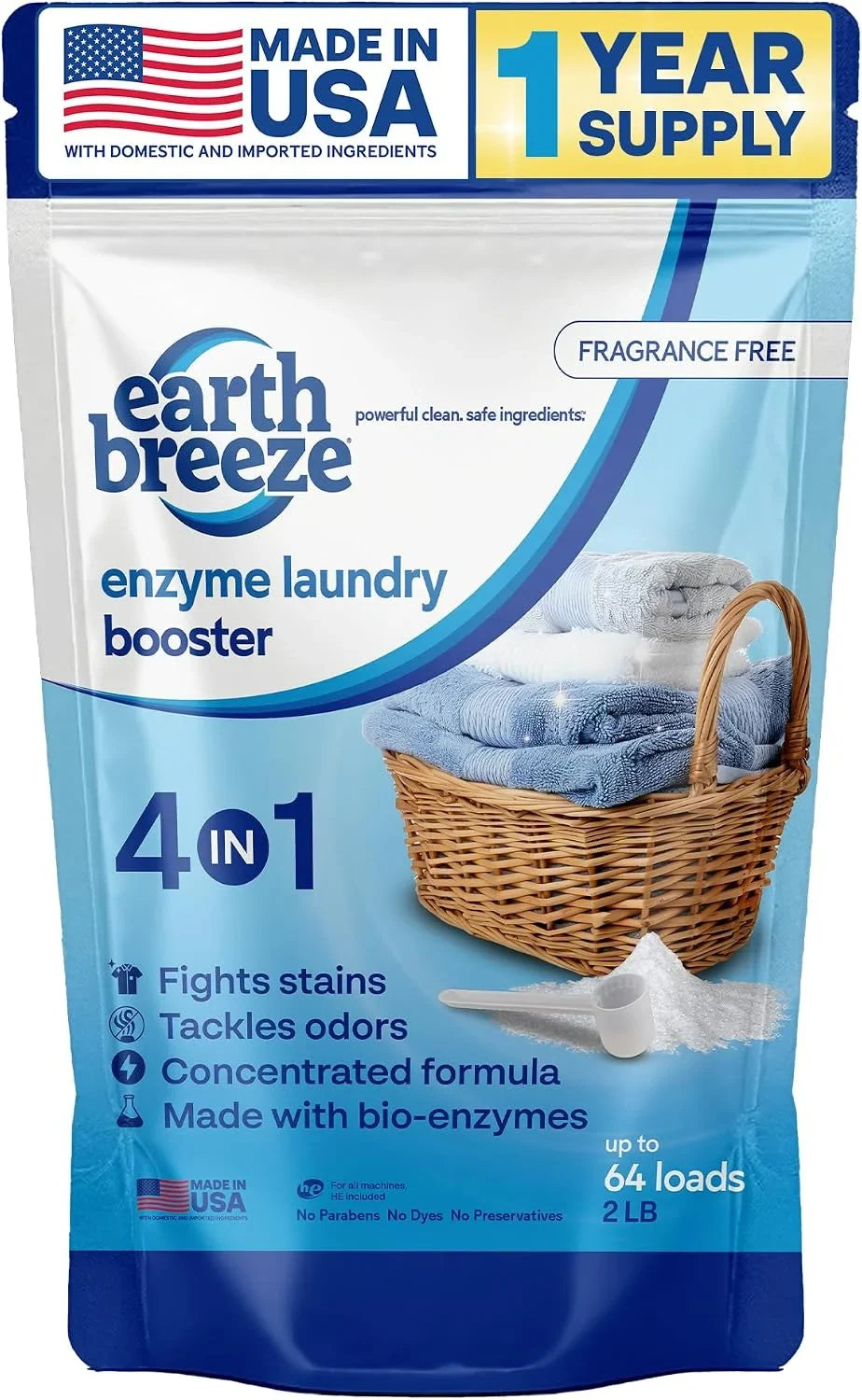 Earth Breeze Enzyme Laundry Booster Powder 2lbs (64 Loads) Main image